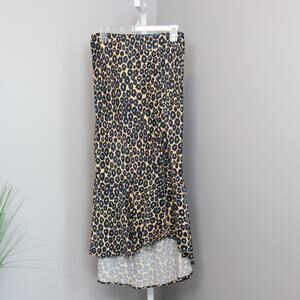 Maeve Anthropologie Leopard Midi Skirt M High Low